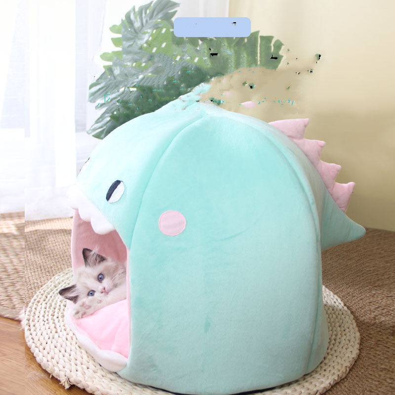 Cave tent pet bed in use