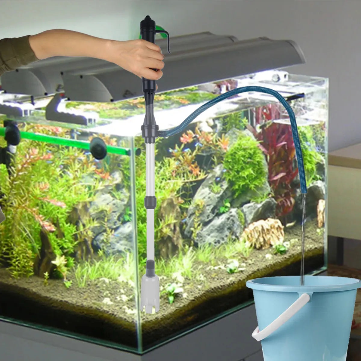 Battery-Powered Aquarium Gravel Cleaner & Siphon