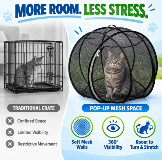 Pop-up cat playpen folded