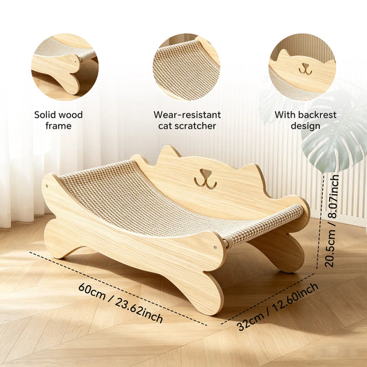 Wooden sisal cat scratcher lounge